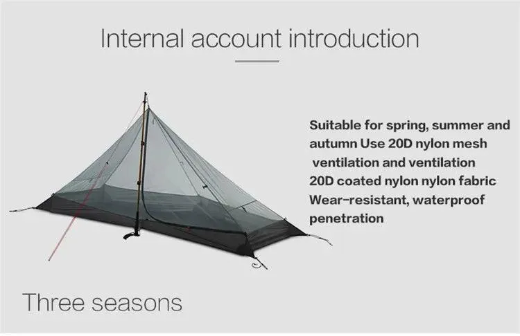 🏕️ FLAME'S CREED Lanshan 1 Person Ultralight Camping Tent | Single Man, 3-Season, Professional 15D Silnylon Rodless Trekking Tent 🎒