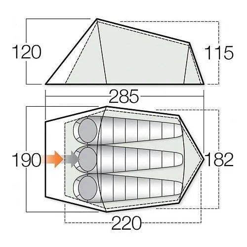 3 Person Camping & Touring Tent - Helix 300 - 2.53kg by Vango