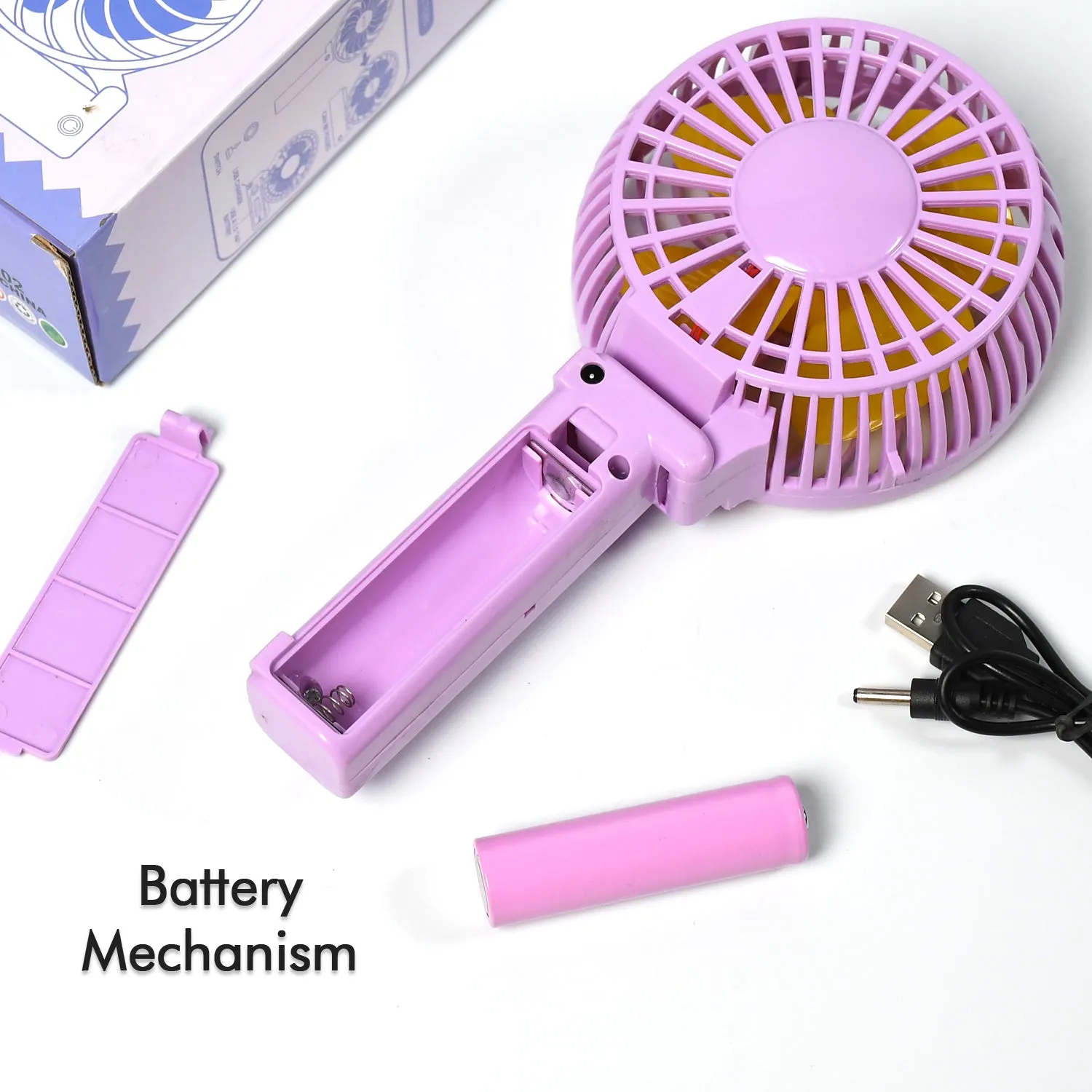 7604 Portable Mini handy Fan & Personal Table Fan | Rechargeable Battery Operated Fan Suitable for Kids, Women, Makeup Artist, Home Office (Battery Not Include)