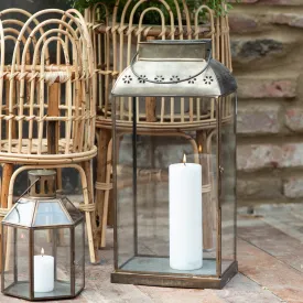 Antiqued Brass Lantern Fleur