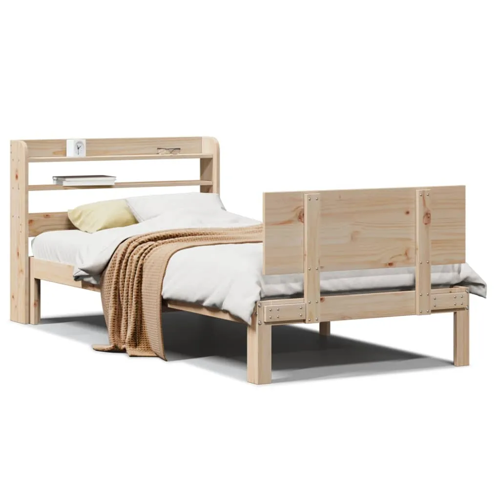 Bed Frame with Headboard without Mattress 75x190 cm Small Single