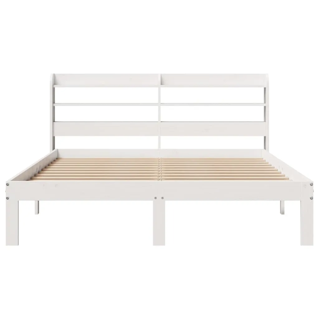 Bed Frame with Headboard without Mattress White 140x190 cm