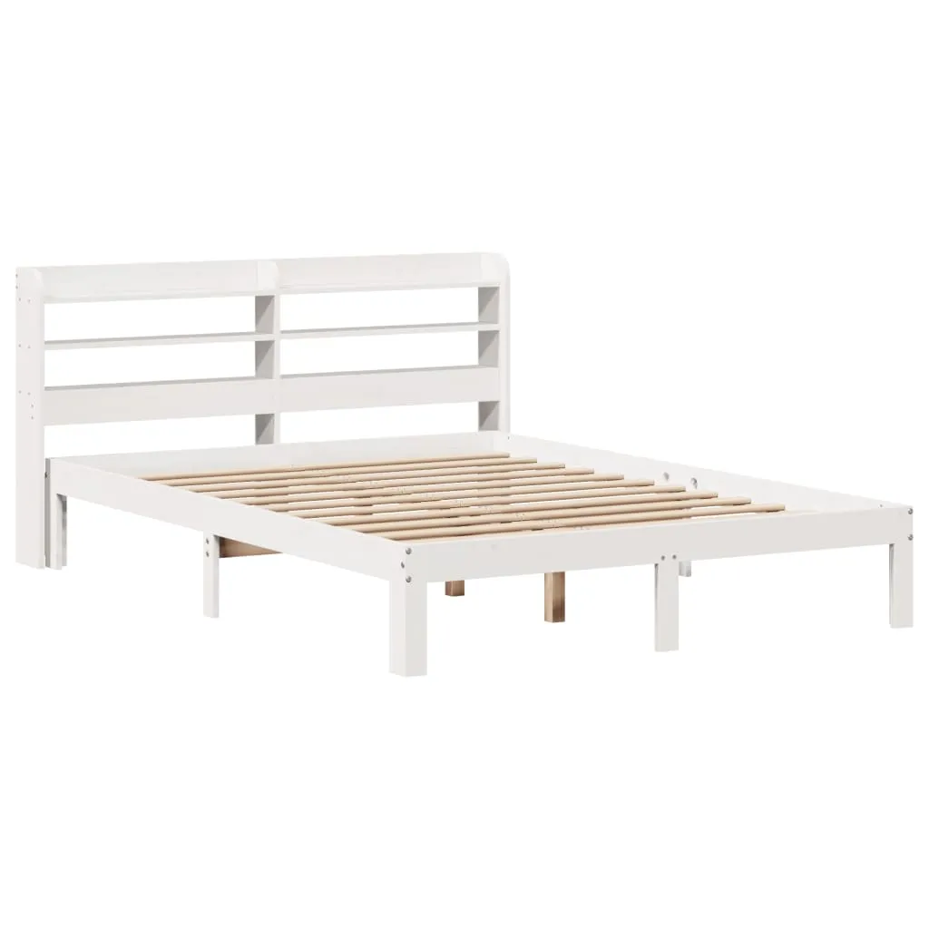 Bed Frame with Headboard without Mattress White 140x190 cm