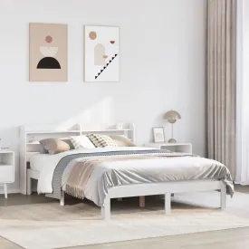 Bed Frame with Headboard without Mattress White 140x190 cm