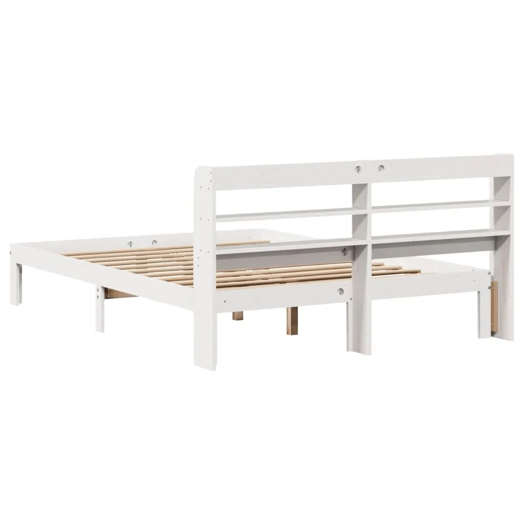 Bed Frame with Headboard without Mattress White 140x190 cm