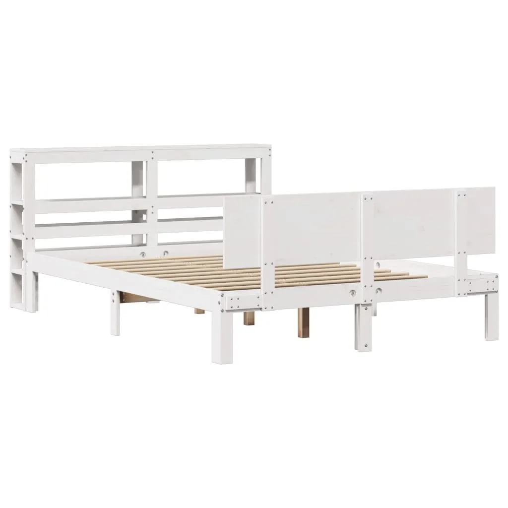 Bed Frame with Headboard without Mattress White 160x200 cm