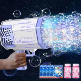 Bubble Machine Blaster Gun with Lights Battery Operated - 69 Holes