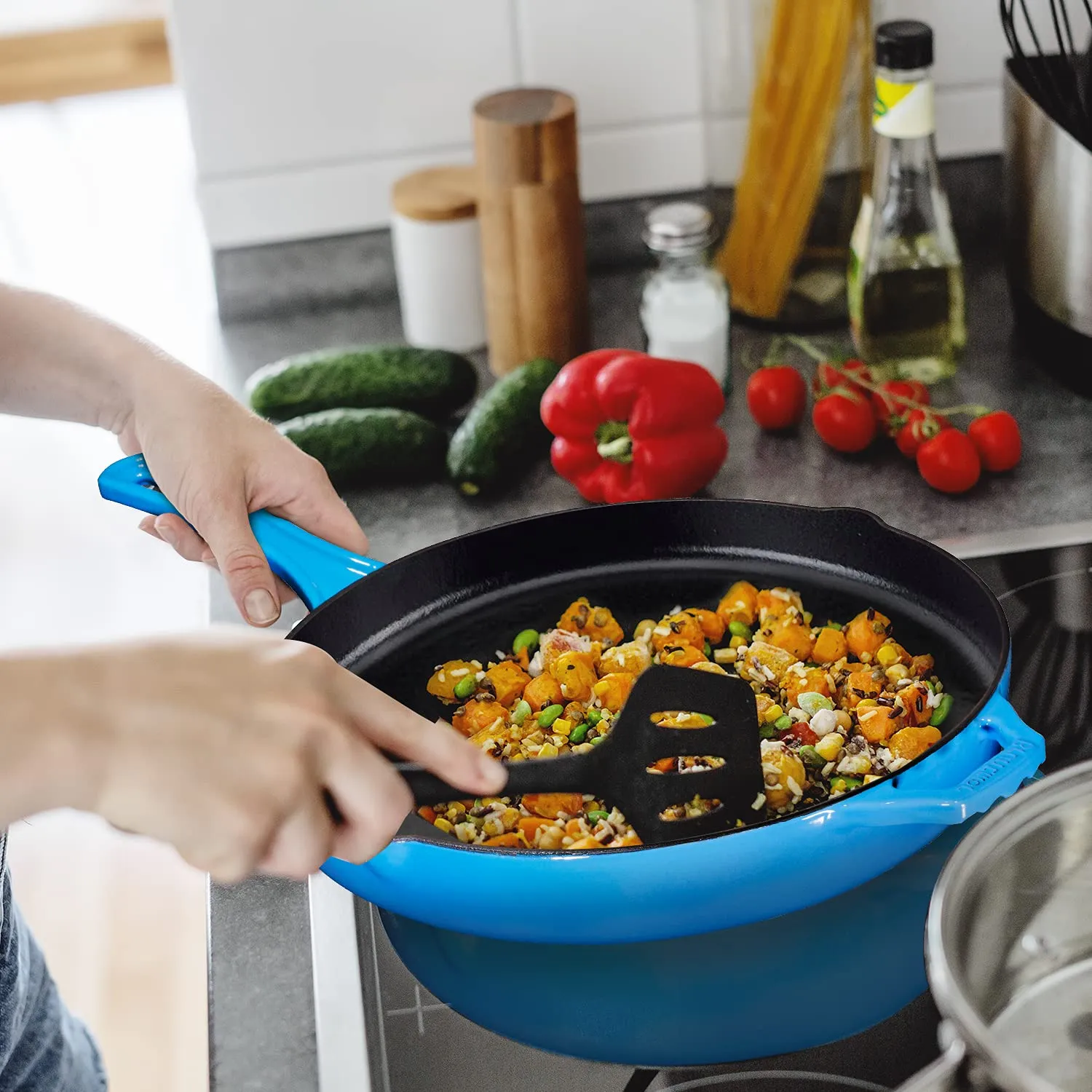 Cast Iron Skillet, Non-Stick,12 Inch Frying Pan Skillet Pan For Stove Top, Oven