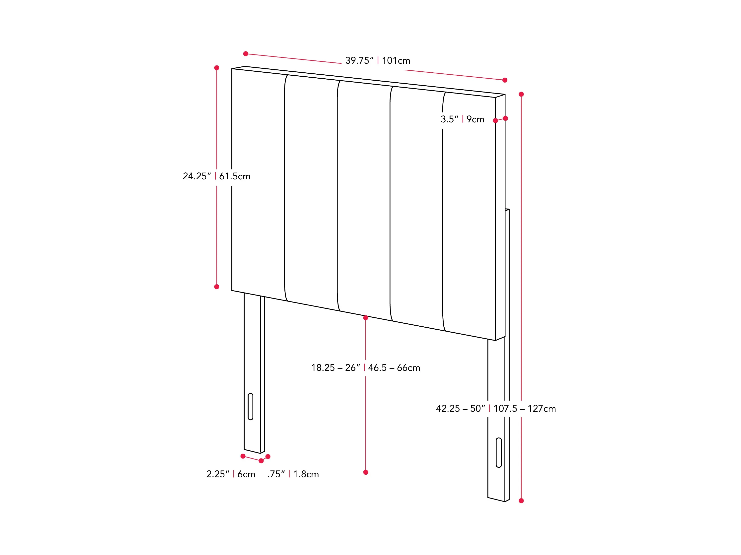 Cream Panel Headboard, Twin / Single