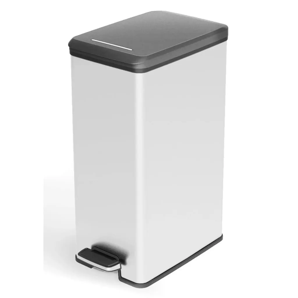 Curver Slim Pedal Bin Deco 40L Silver