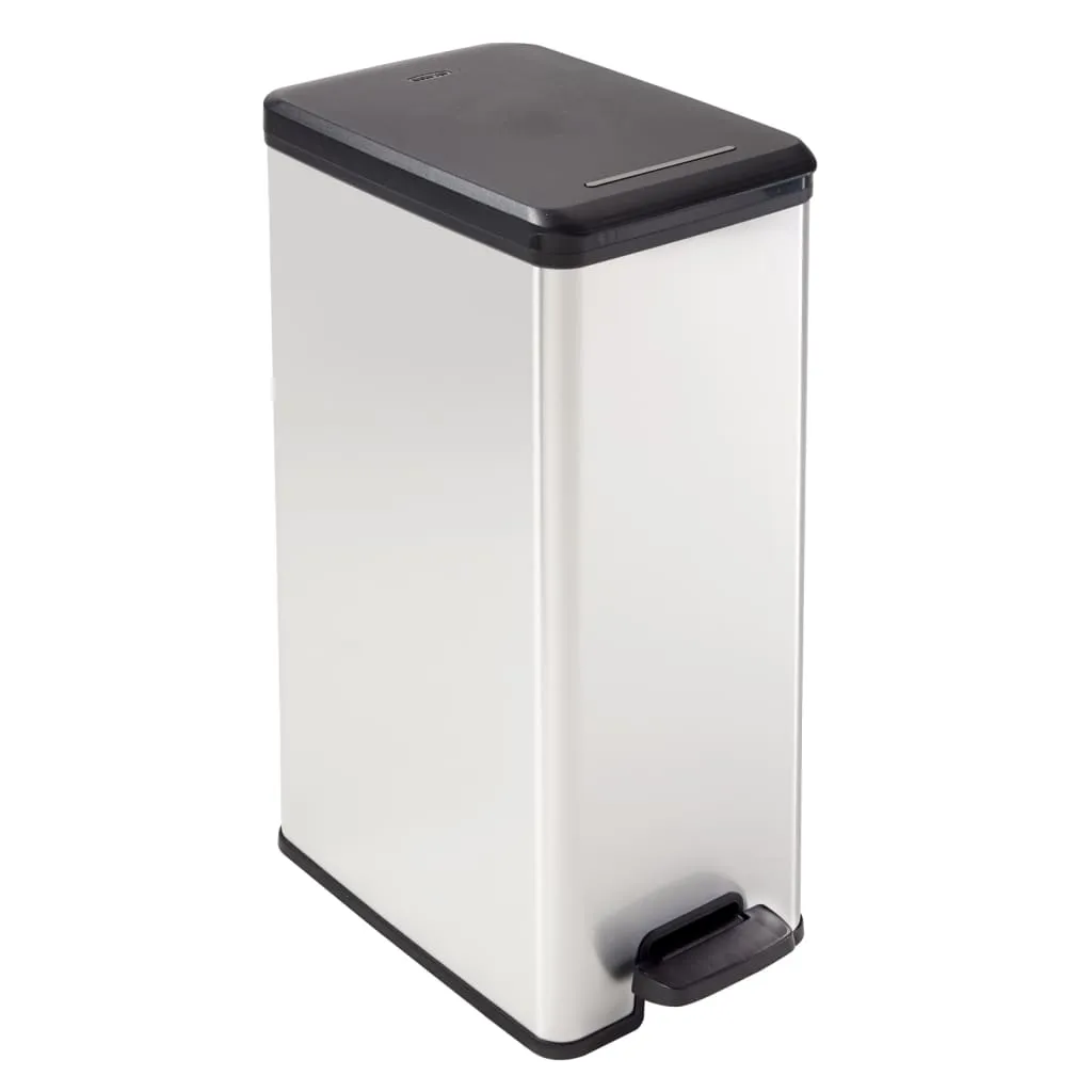 Curver Slim Pedal Bin Deco 40L Silver