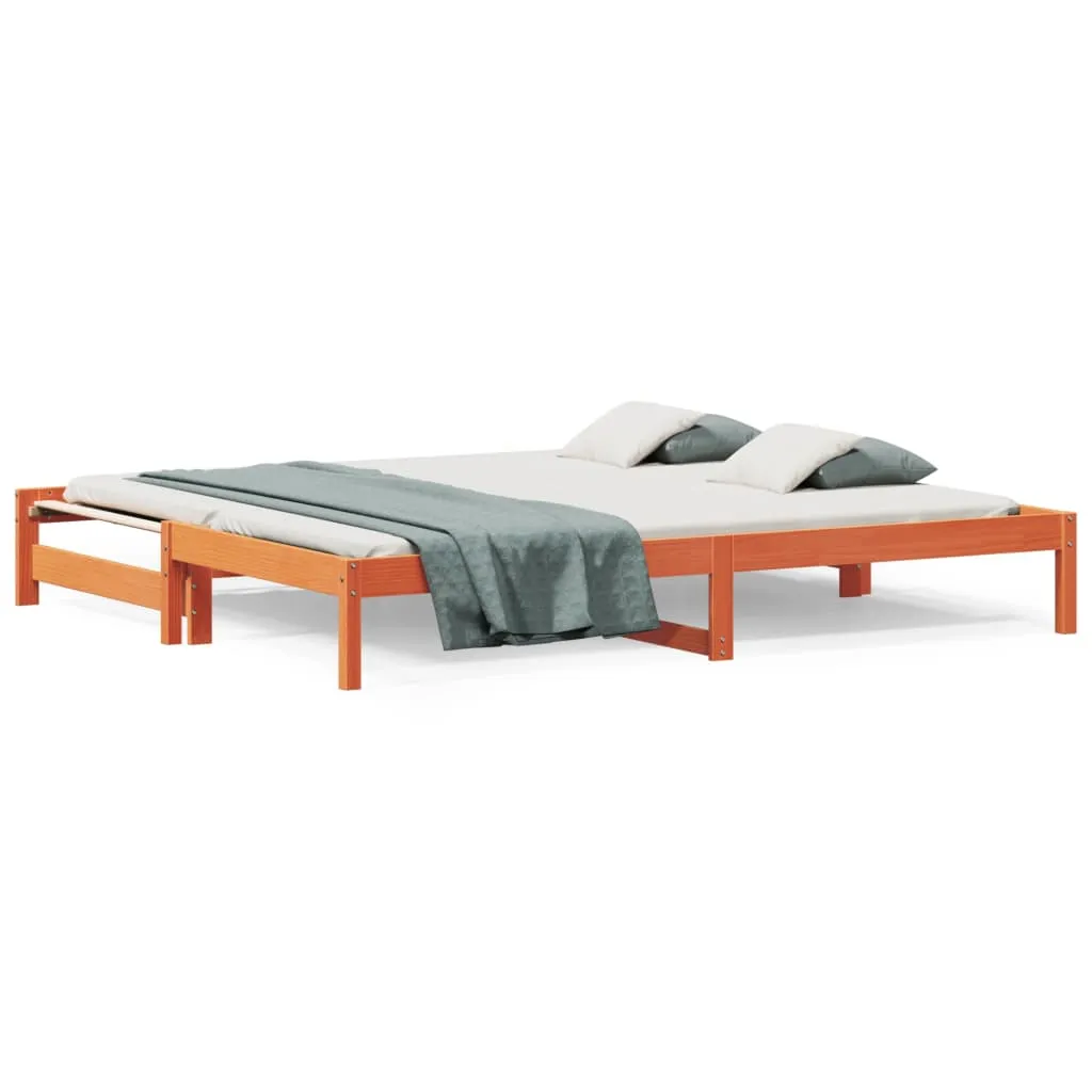 Day Bed with Trundle Wax Brown 90x200 cm Solid Wood Pine