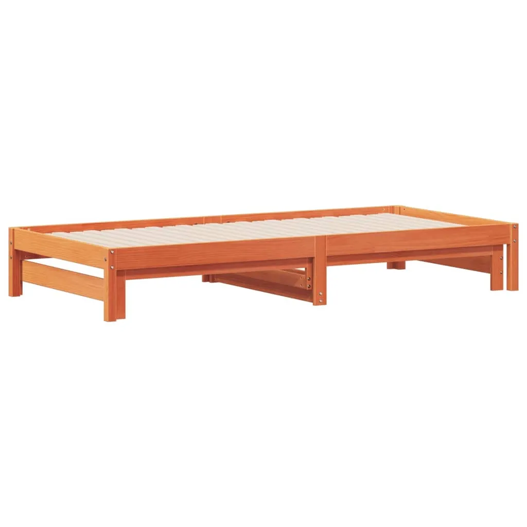 Day Bed with Trundle Wax Brown 90x200 cm Solid Wood Pine