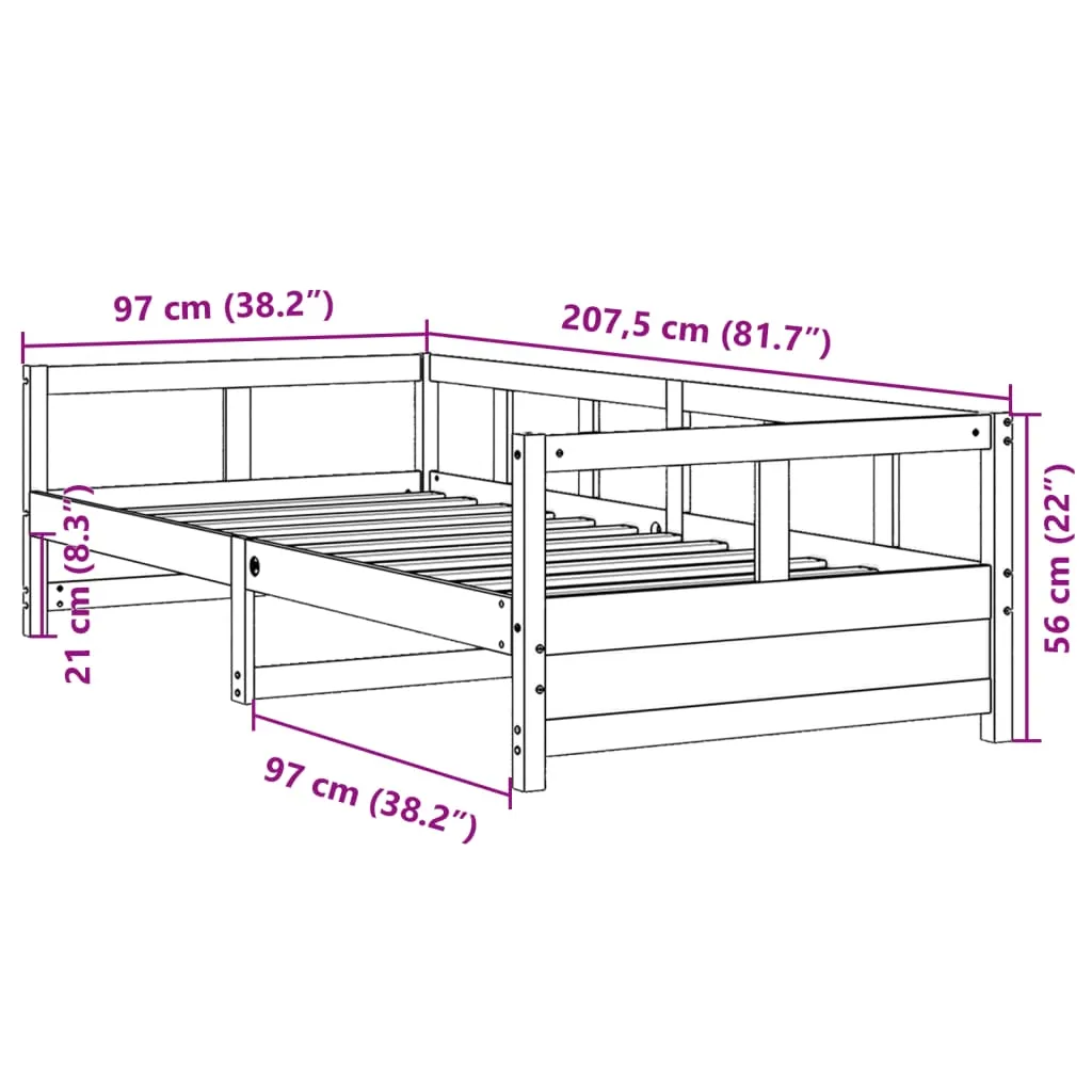 Daybed Wax Brown 90x200 cm Solid Wood Pine