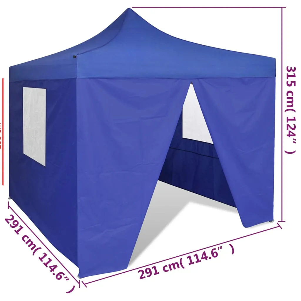 Foldable Tent 3x3 m with 4 Walls Blue