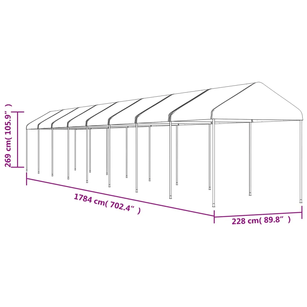 Gazebo with Roof White 17.84x2.28x2.69 m Polyethylene