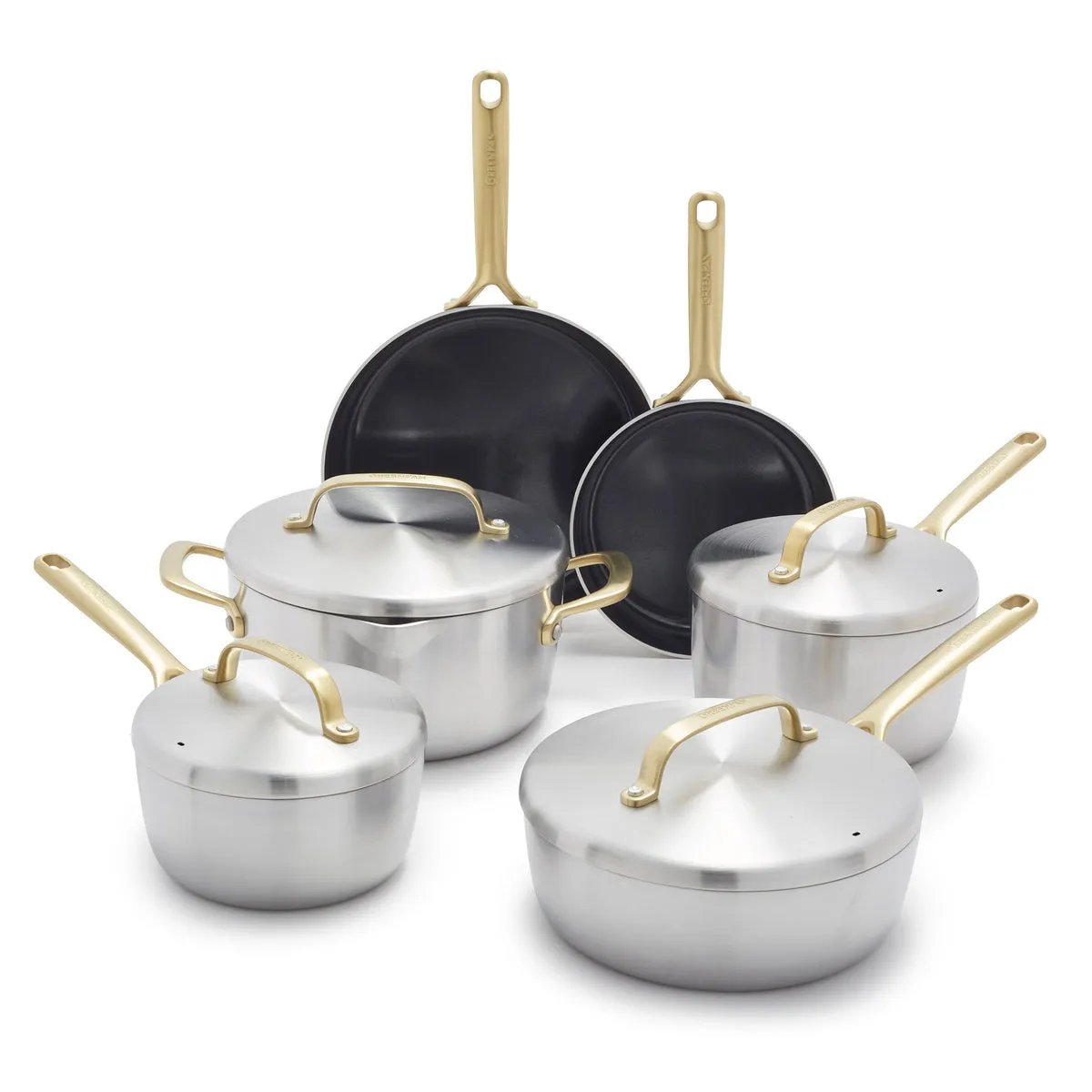 GP5 Stainless Steel 10-Piece Cookware Set | Champagne Handles