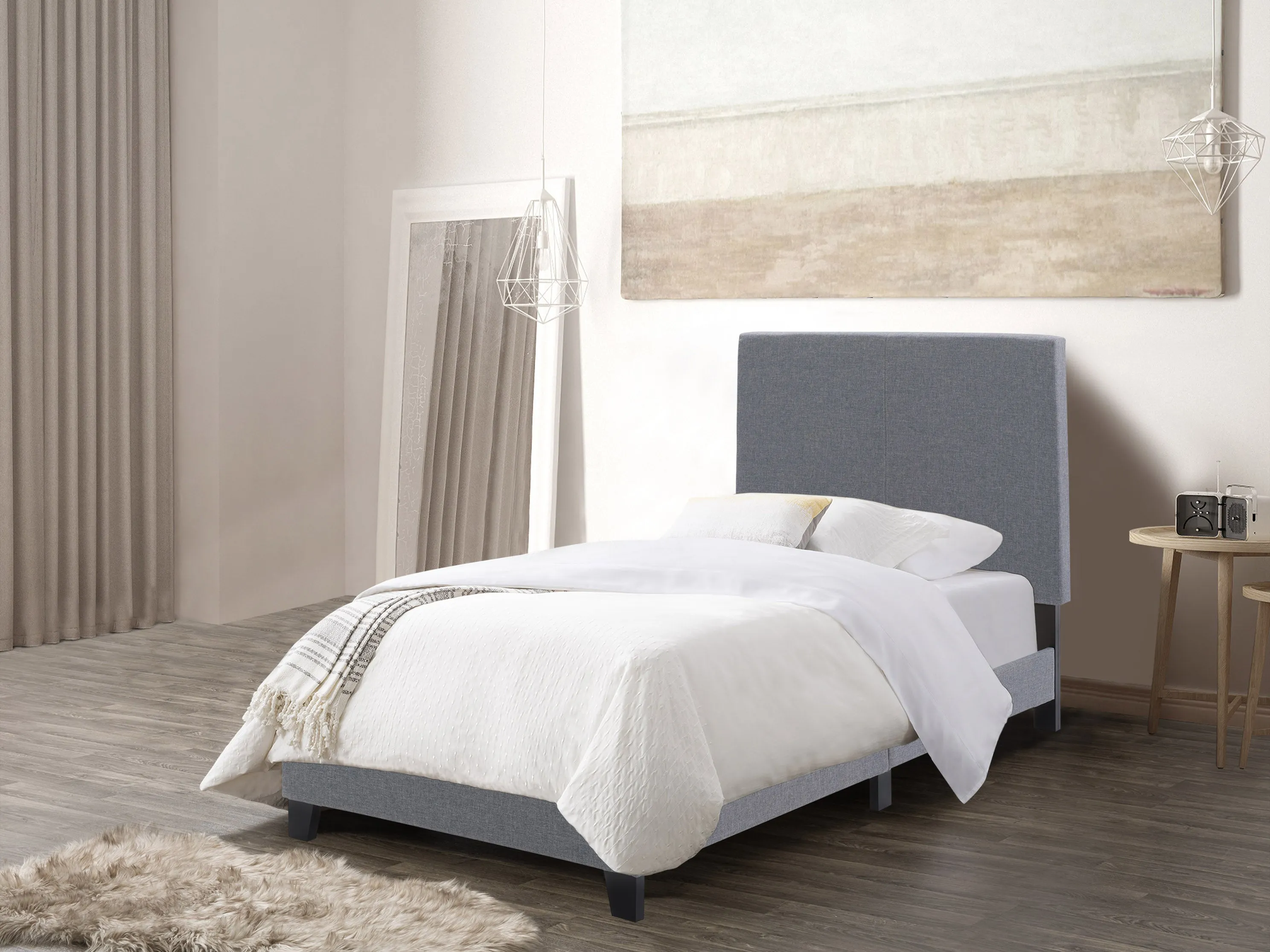 Grey Contemporary Twin/Single Bed