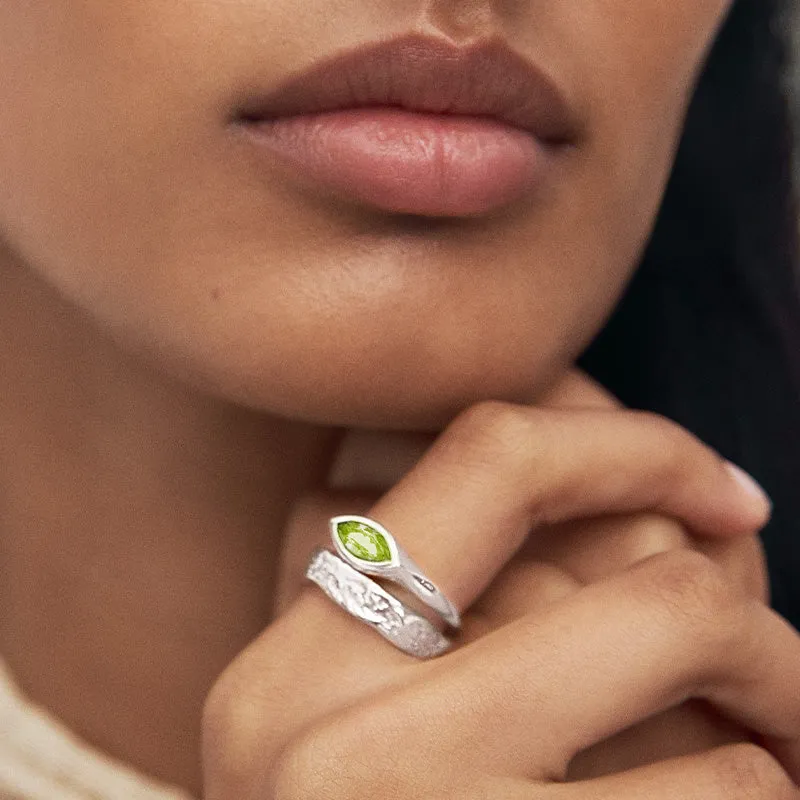 Iris Ring, Peridot, Silver