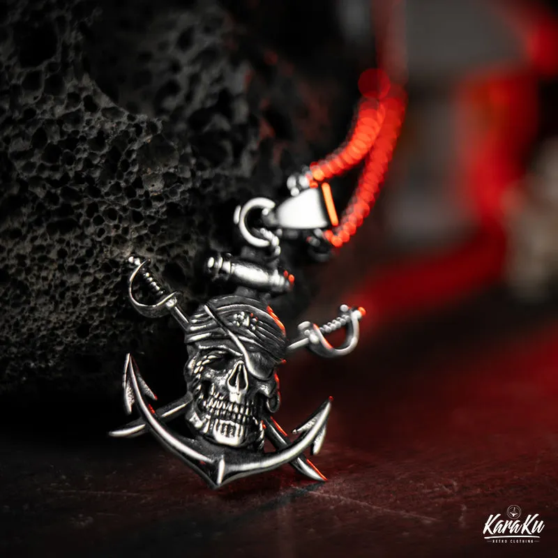 Jolly Roger Skeleton Pirate Titanium Necklace