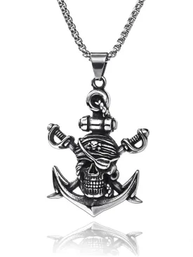 Jolly Roger Skeleton Pirate Titanium Necklace