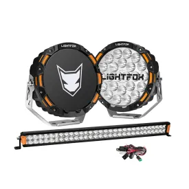 Lightfox OSRAM 9 inch LED Driving Lights   30 inch Dual Row LED Light Bar   Wiring Kit