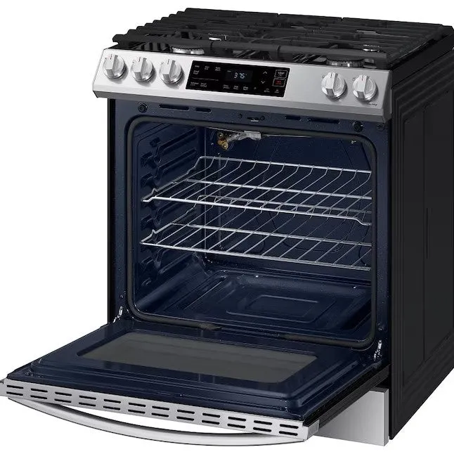 OPEN BOX Samsung 30 in 5 Burners 6 cu ft Self-cleaning Slide-in Smart Natural Gas Range