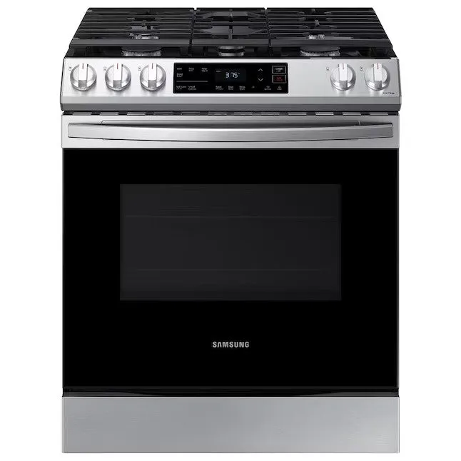 OPEN BOX Samsung 30 in 5 Burners 6 cu ft Self-cleaning Slide-in Smart Natural Gas Range