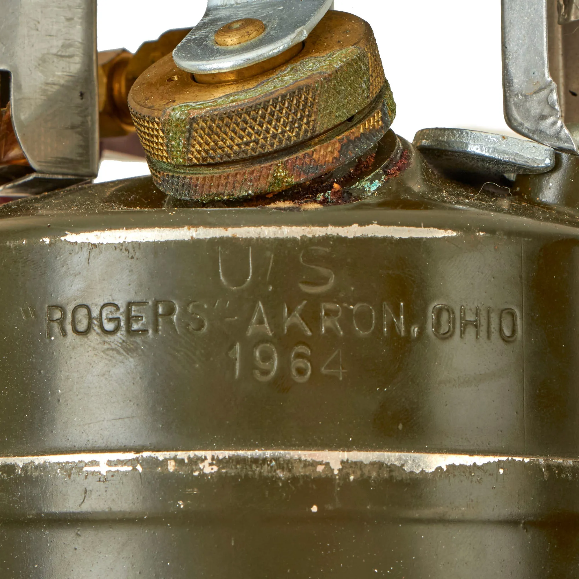 Original Vietnam War U.S. Issue Rogers Gasoline Camp Stove in Bayonet "F" Canister with Original Manual - Dated 1951 & 1964