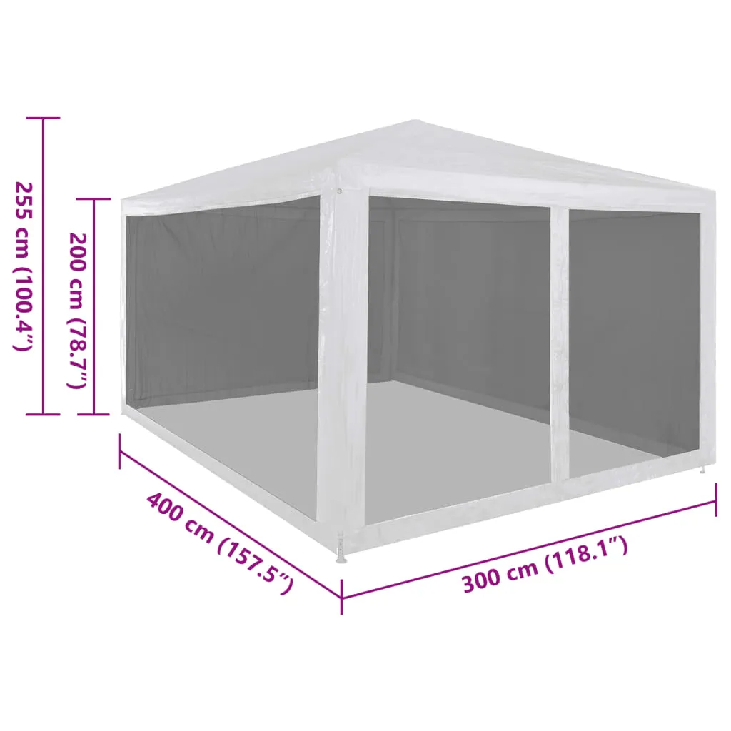 Party Tent with 4 Mesh Sidewalls 4x3 m