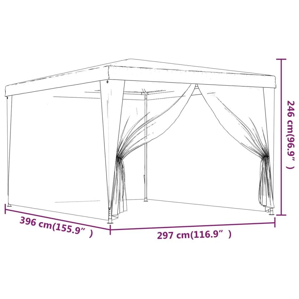 Party Tent with 4 Mesh Sidewalls Anthracite 3x4 m HDPE