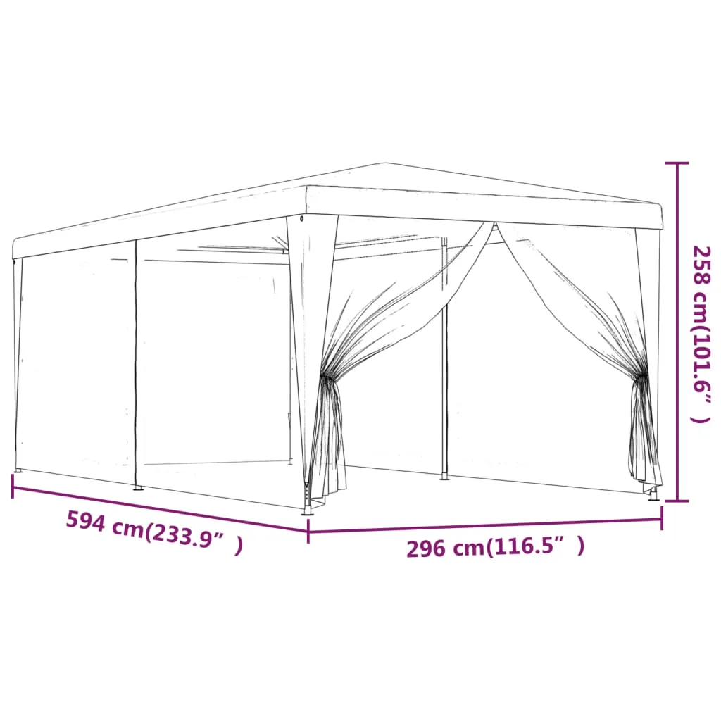 Party Tent with 6 Mesh Sidewalls Anthracite 3x6 m HDPE