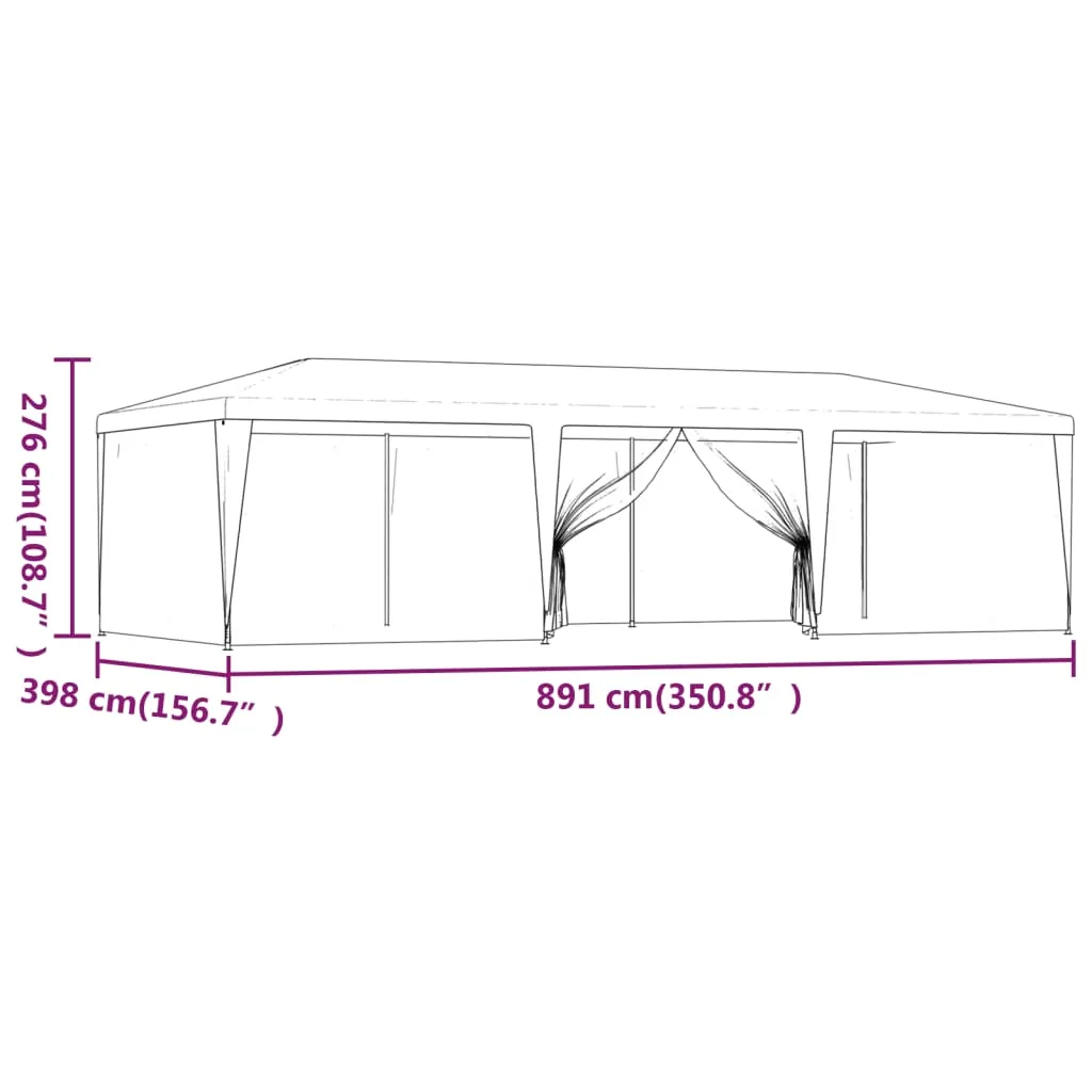 Party Tent with 8 Mesh Sidewalls Anthracite 9x4 m HDPE