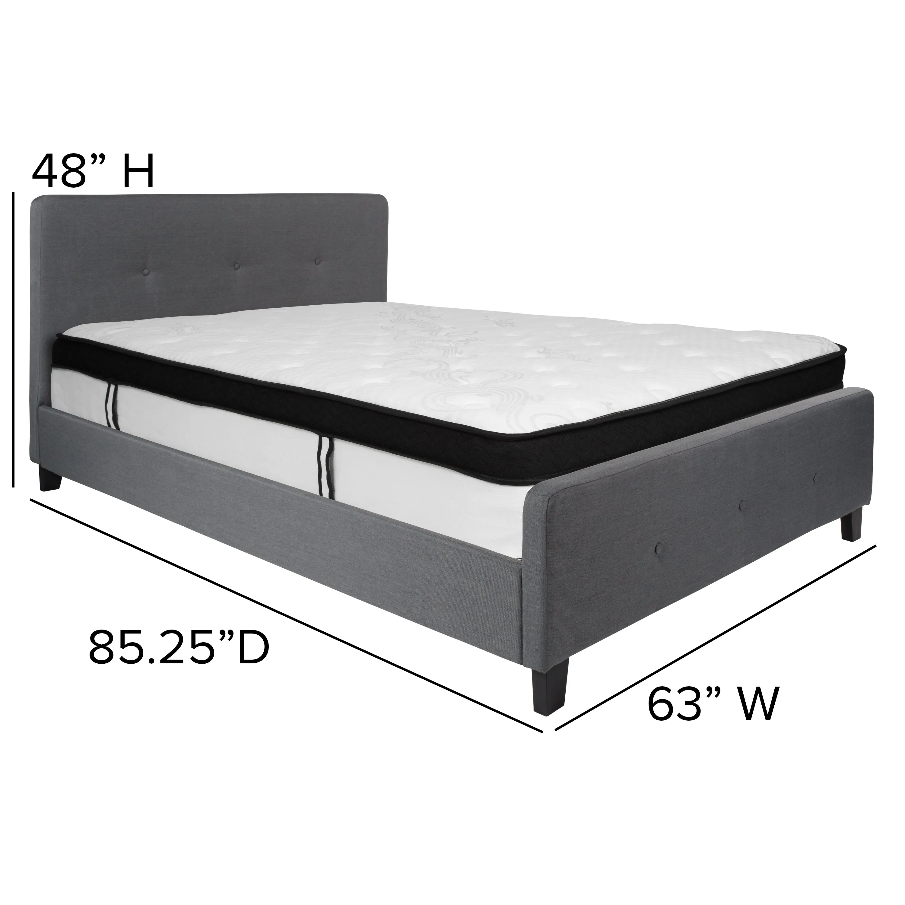 Queen Platform Bed Set-Gray HG-BMF-31-GG