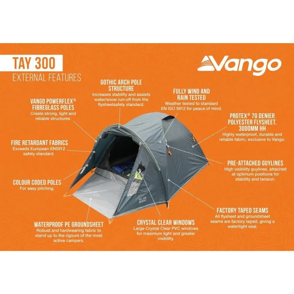 Vango Tay 300 Tent - 3 Man Tent (Deep Blue)