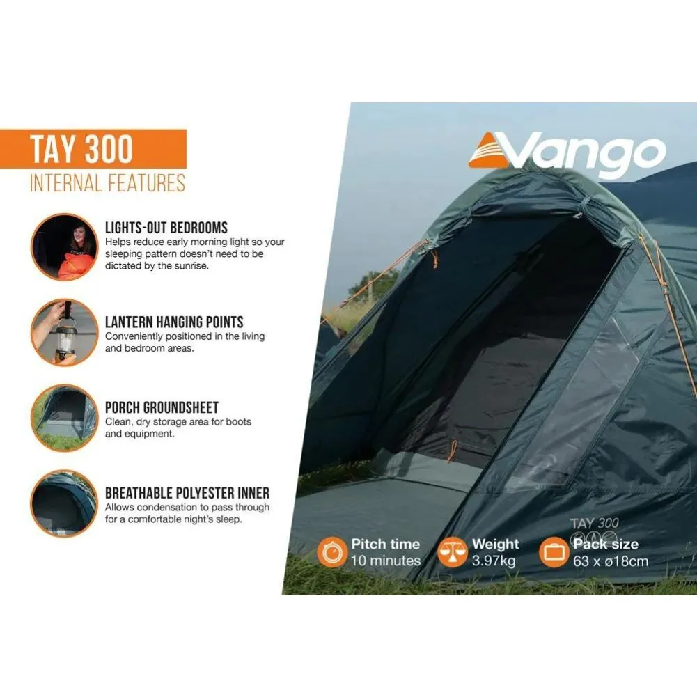 Vango Tay 300 Tent - 3 Man Tent (Deep Blue)