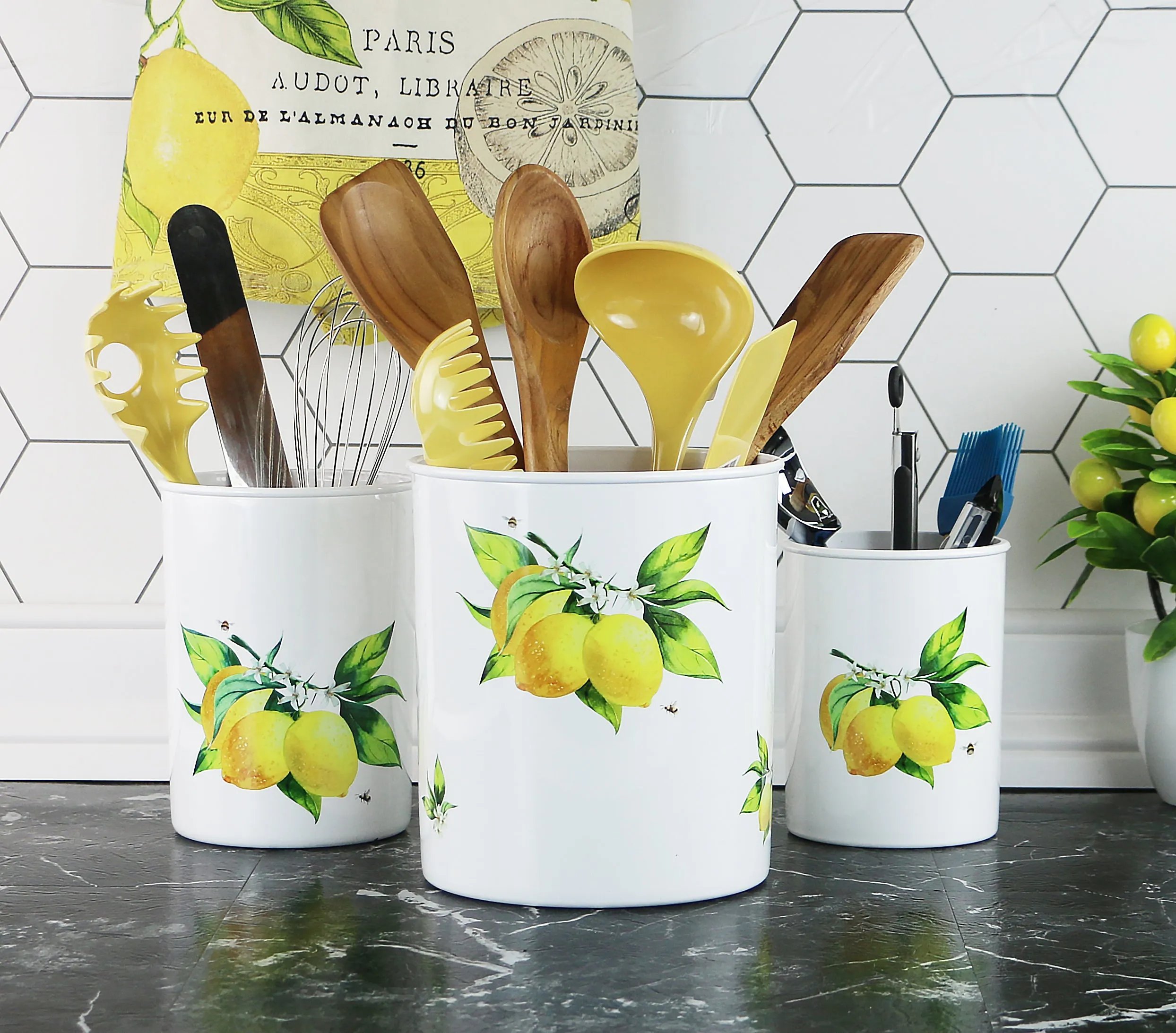 X-Large Plastic Utensil Holder, Fresh Lemon