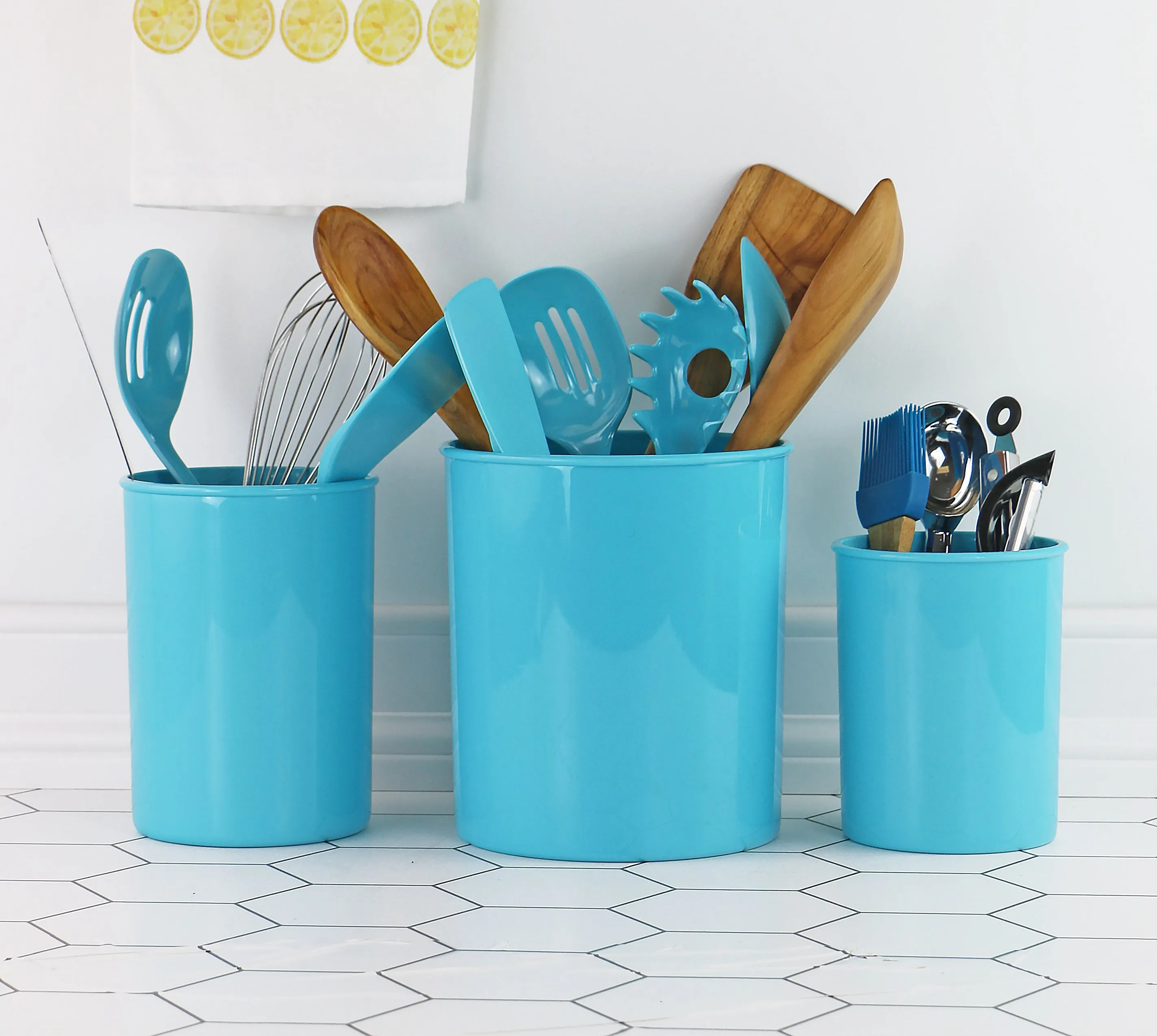 X-Large Plastic Utensil Holder, Turquoise