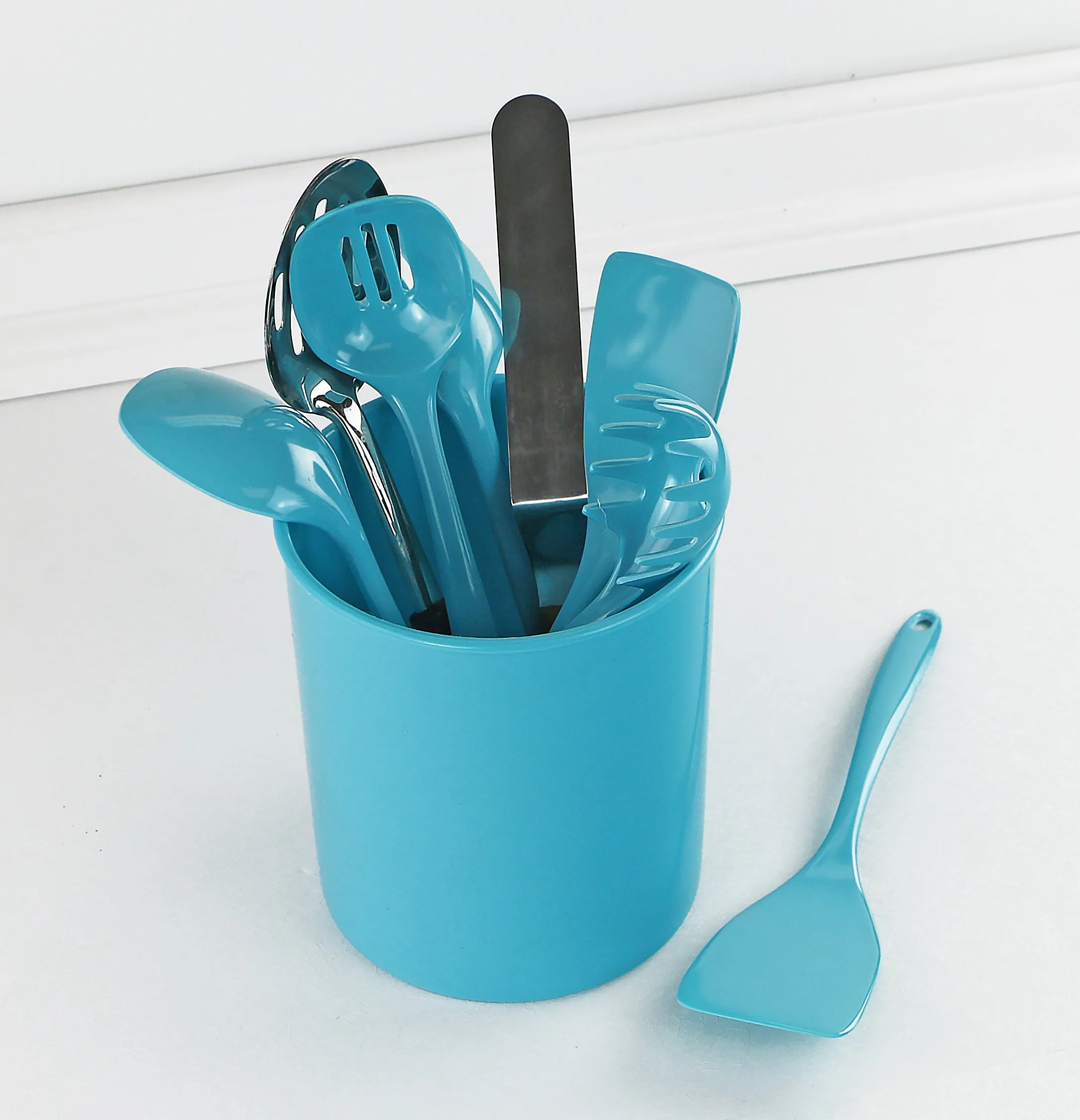 X-Large Plastic Utensil Holder, Turquoise